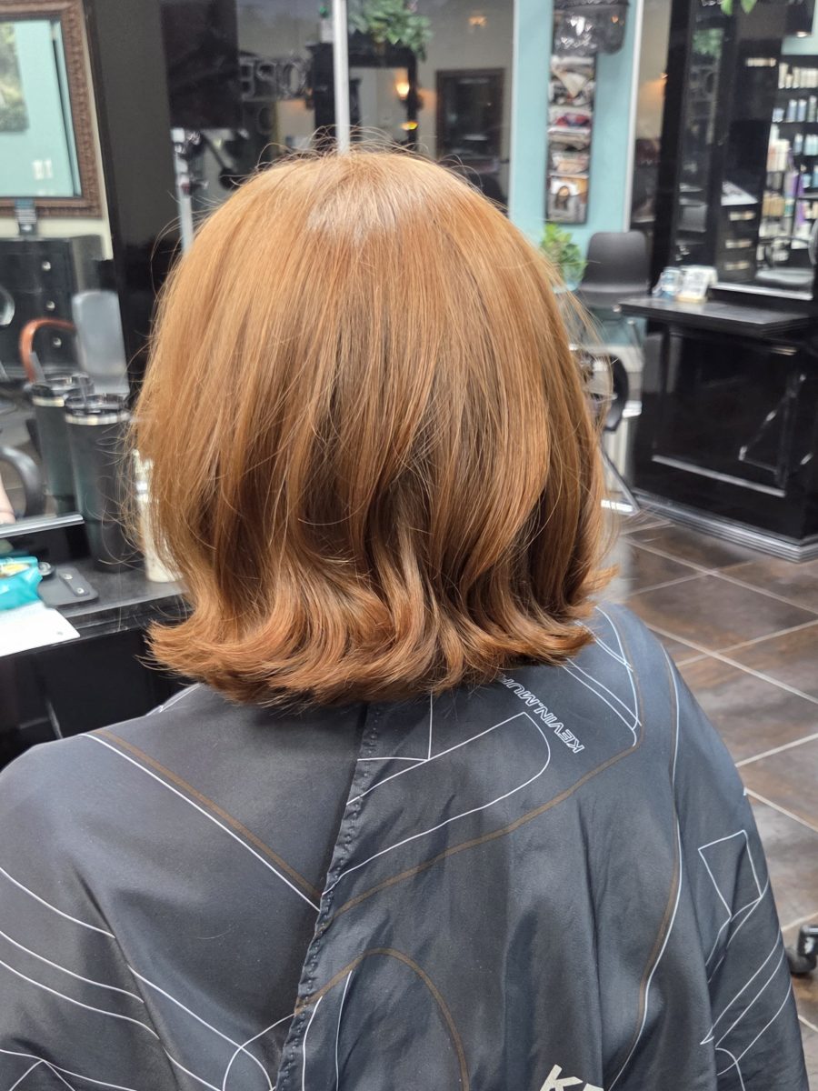 Precision Donation haircut 14 inches by Katie Rowe at K Bella Hair Studio in Brighton, MI - after transformation