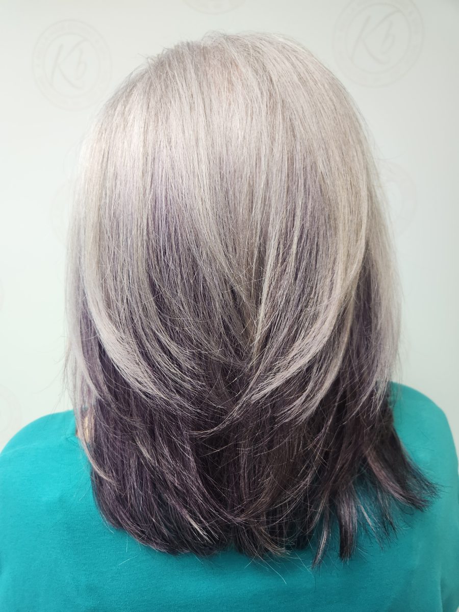 Dimensional highlights and lowlights with a fresh cut by Siobhan Rozinski at K Bella Hair Studio in Brighton, MI