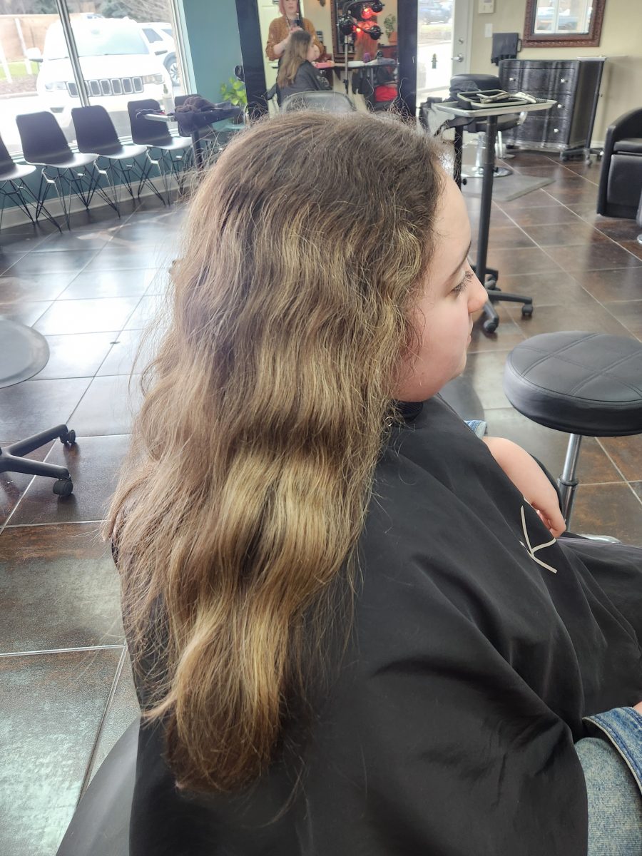 Partial hilite & trim before treatment by Siobhan Rozinski at K Bella Hair Studio in Brighton, MI