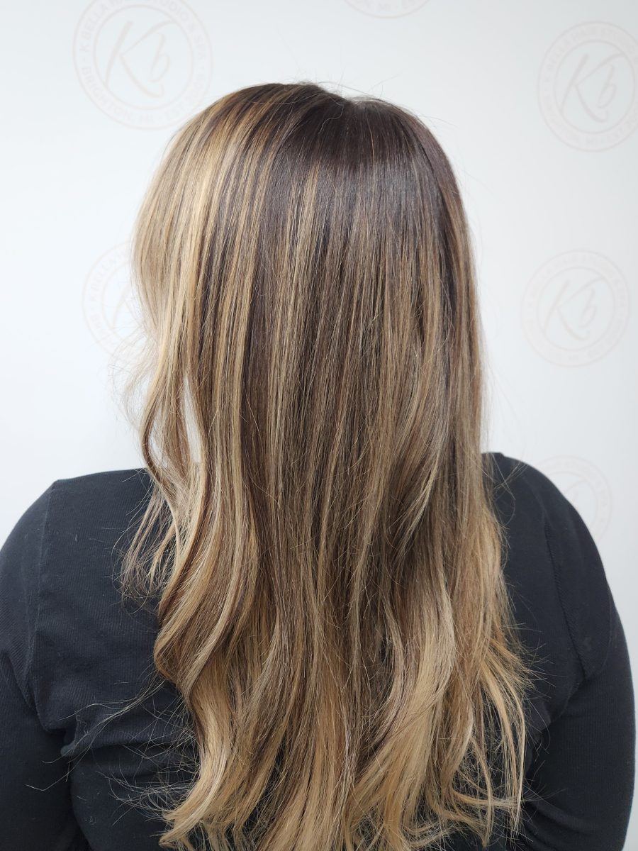 Sun-kissed balayage highlights with a fresh cut by Siobhan Rozinski at K Bella Hair Studio in Brighton, MI - after transformation