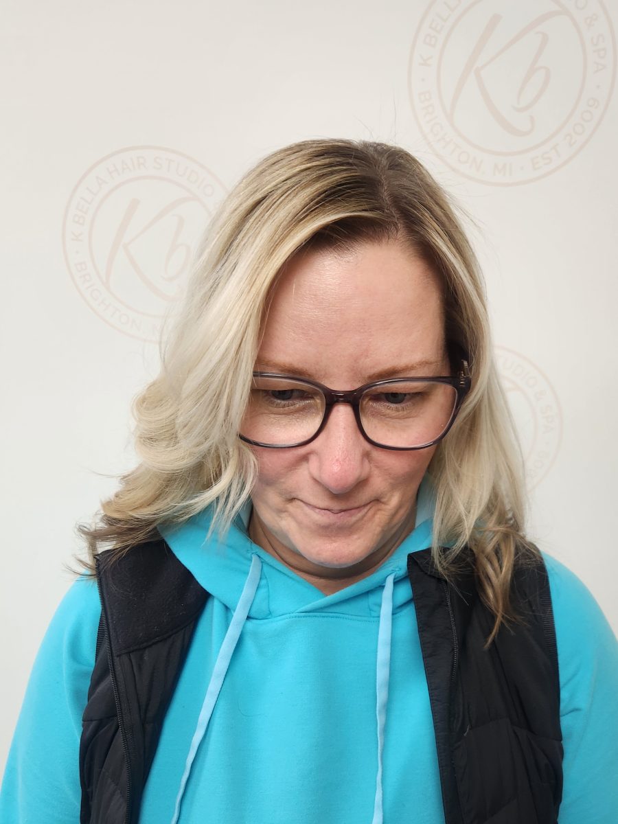 Sun-kissed balayage highlights with a fresh cut by Siobhan Rozinski at K Bella Hair Studio in Brighton, MI - after transformation