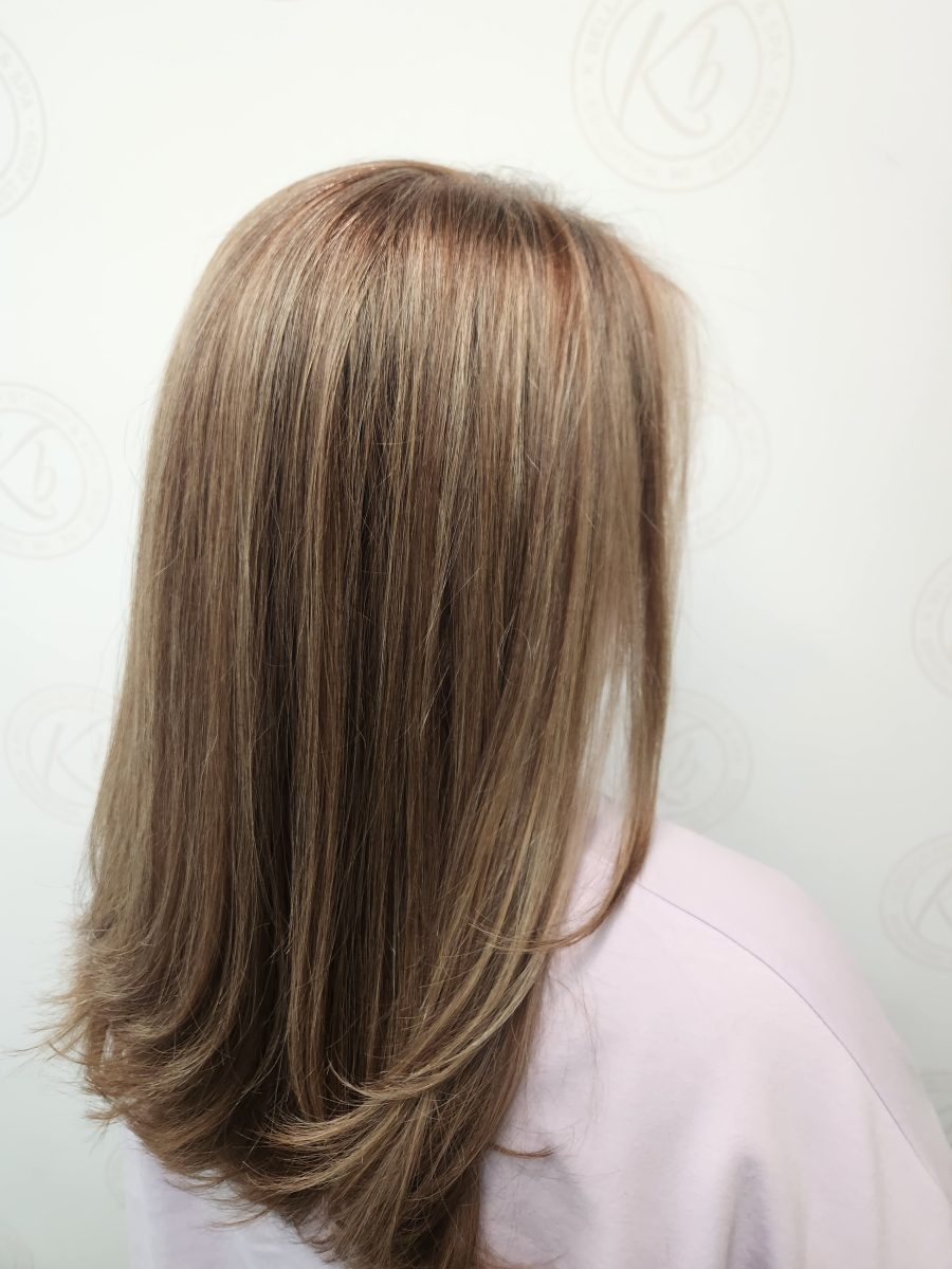 Precision Gray blending & haircut with rich custom color by Siobhan Rozinski at K Bella Hair Studio & Spa in Brighton, MI - after transformation