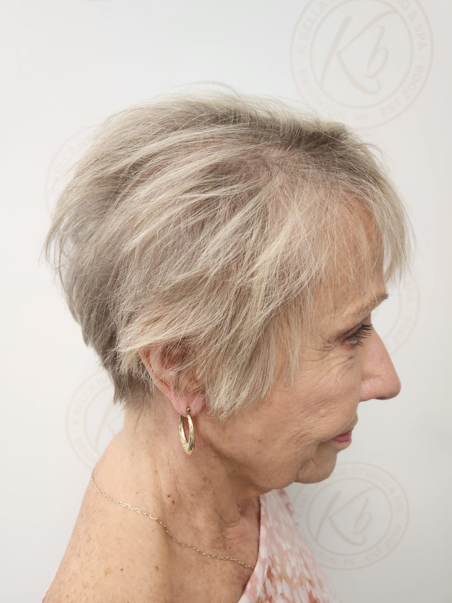 Precision Chop for thinning hair by Siobhan Rozinski at K Bella Hair Studio & Spa in Brighton, MI - after transformation