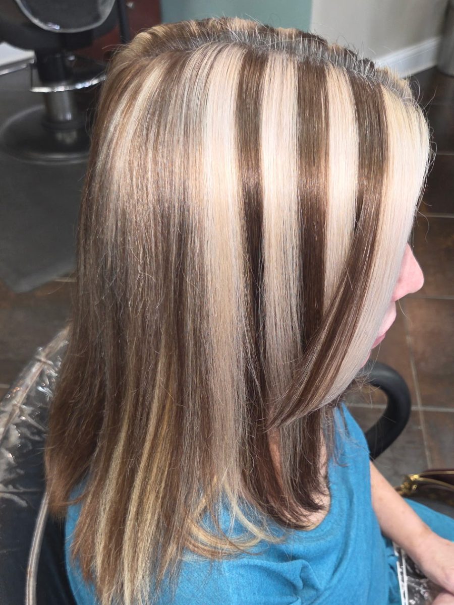 Color correction before treatment by Siobhan Rozinski at K Bella Hair Studio & Spa in Brighton, MI