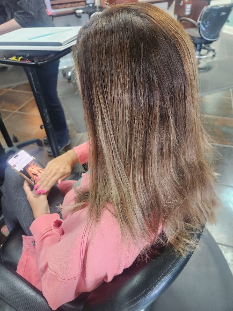 Balayage bronding before treatment by Siobhan Rozinski at K Bella Hair Studio & Spa in Brighton, MI