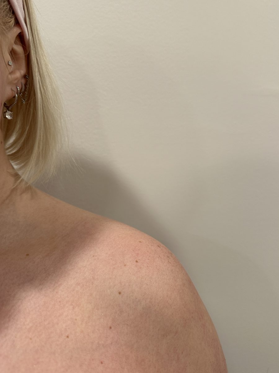 Hawaiian bronze in minutes, glowy sun-free tans before treatment by Liberty Greenwood at K Bella Hair Studio & Spa in Brighton, MI