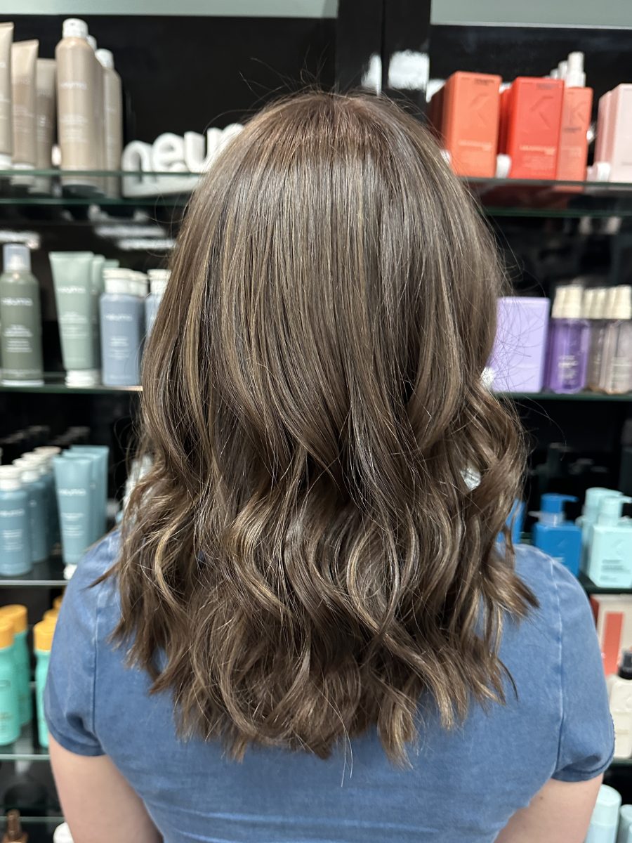Dimensional highlights and lowlights by Liberty Greenwood at K Bella Hair Studio & Spa in Brighton, MI - after transformation