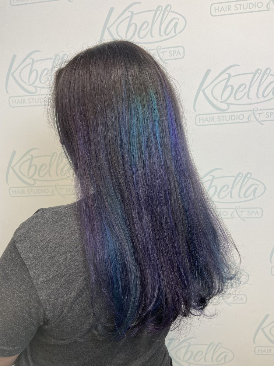 Vivid fashion hair color by Kameryn Bell at K Bella Hair Studio in Brighton, MI - after transformation