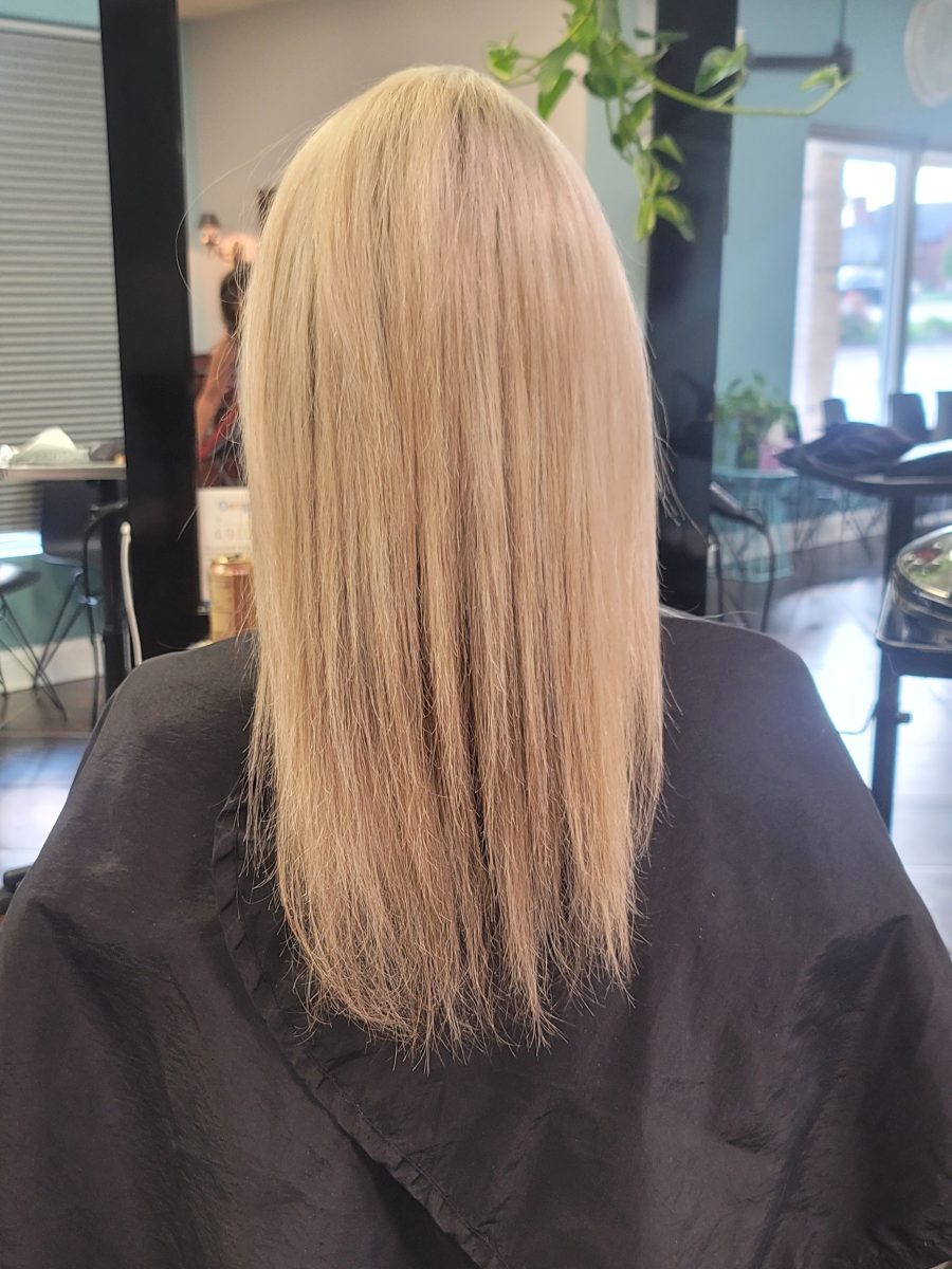 Hair Extensions - Before & After before treatment by Kristan Sayers at K Bella Hair Studio in Brighton, MI