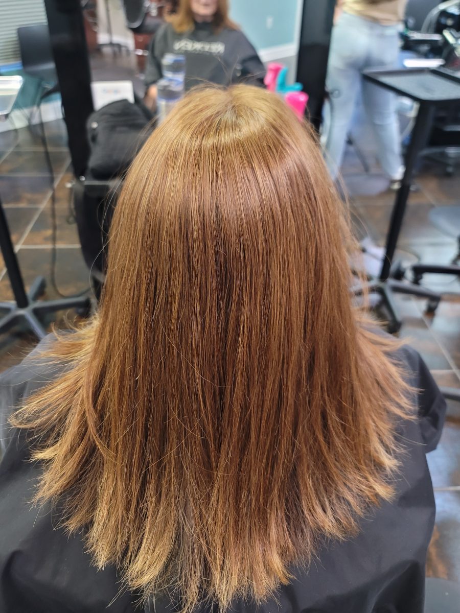 Custom medical wig fitting by certified cranial prosthesis specialist Kristan Sayers at K Bella Hair Studio in Brighton, MI - after transformation