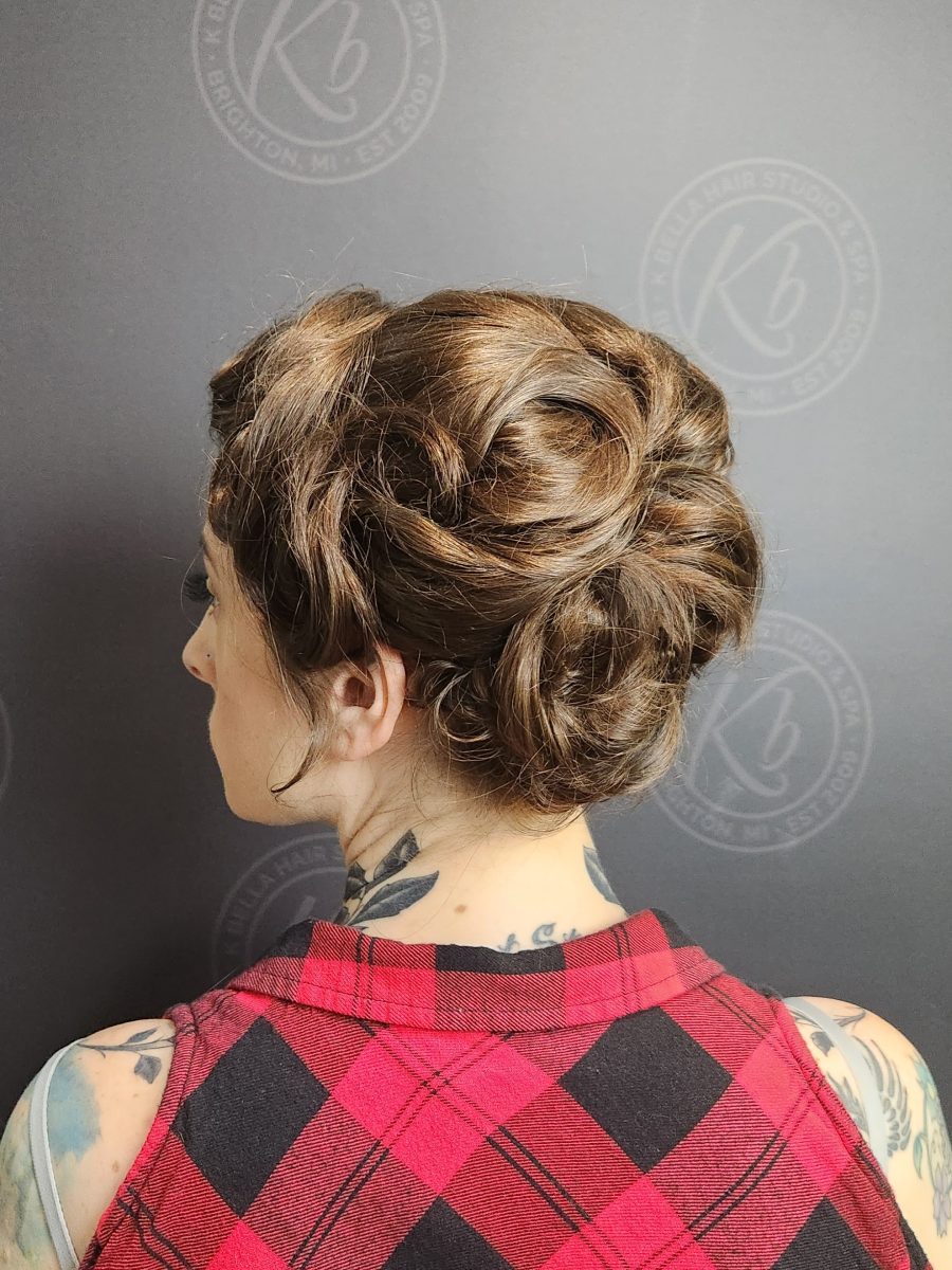 Event Updo by Siobhan Rozinski at K Bella Hair Studio in Brighton, MI