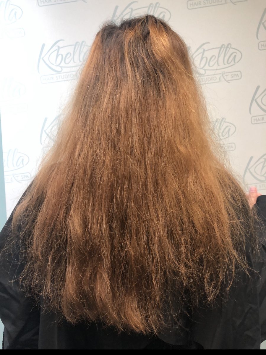 Cowboy Copper Color Refresh before treatment by Rochelle Morris at K Bella Hair Studio in Brighton, MI