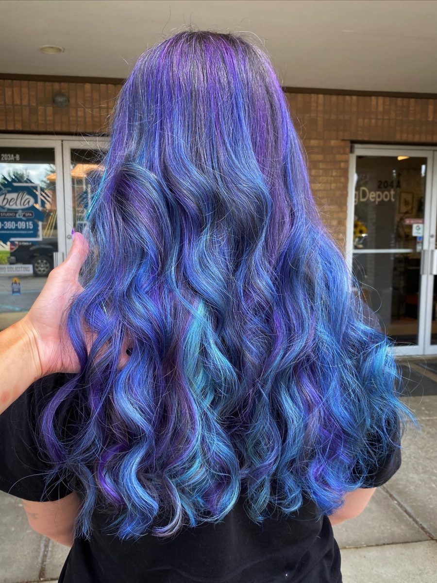 Vivid fashion hair color by Kameryn Bell at K Bella Hair Studio in Brighton, MI - after transformation