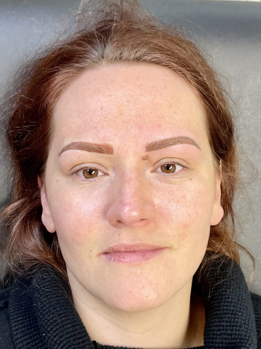 Brow rehab shaping and tinting results by Nada Toma at K Bella Hair Studio in Brighton, MI - after transformation
