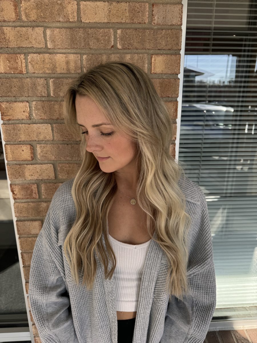 Seamless hair extensions adding length and volume by Kristan Sayers at K Bella Hair Studio in Brighton, MI - after transformation