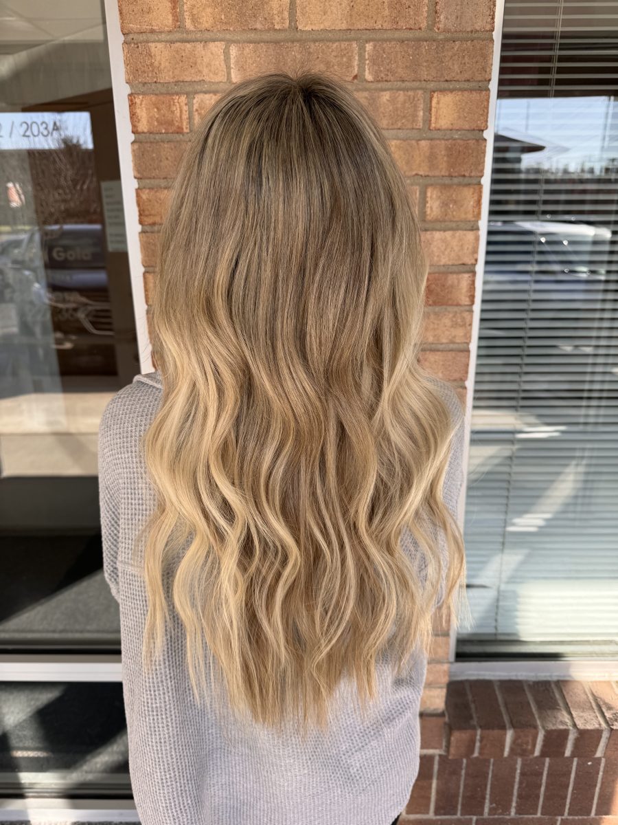 Seamless hair extensions adding length and volume by Kristan Sayers at K Bella Hair Studio in Brighton, MI - after transformation