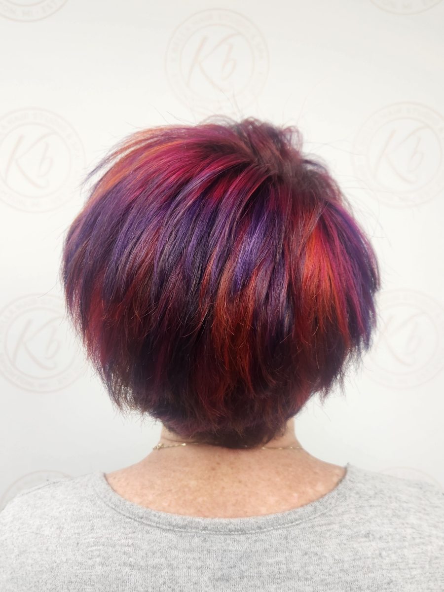 Vivid fashion hair color by Siobhan Rozinski at K Bella Hair Studio in Brighton, MI