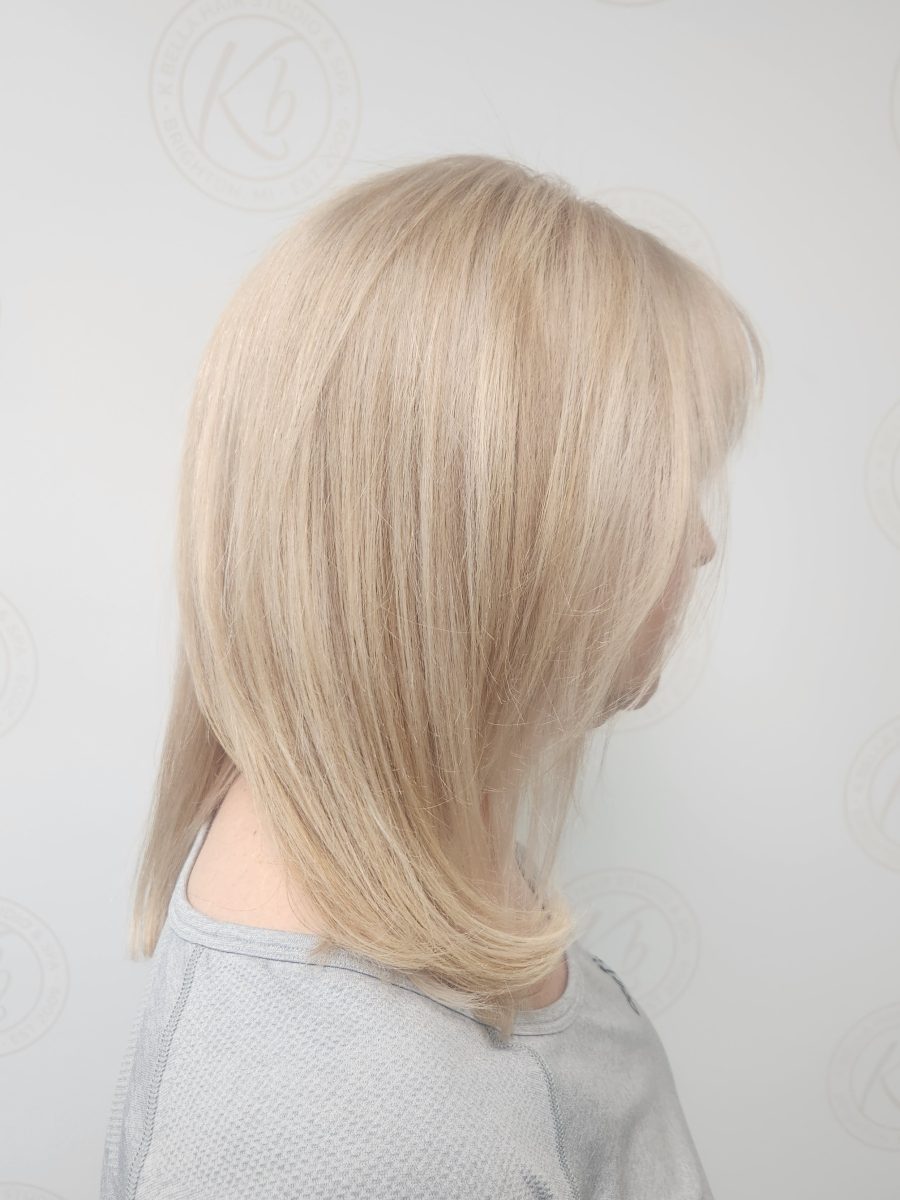 Hair color correction results with rich custom color by Siobhan Rozinski at K Bella Hair Studio in Brighton, MI