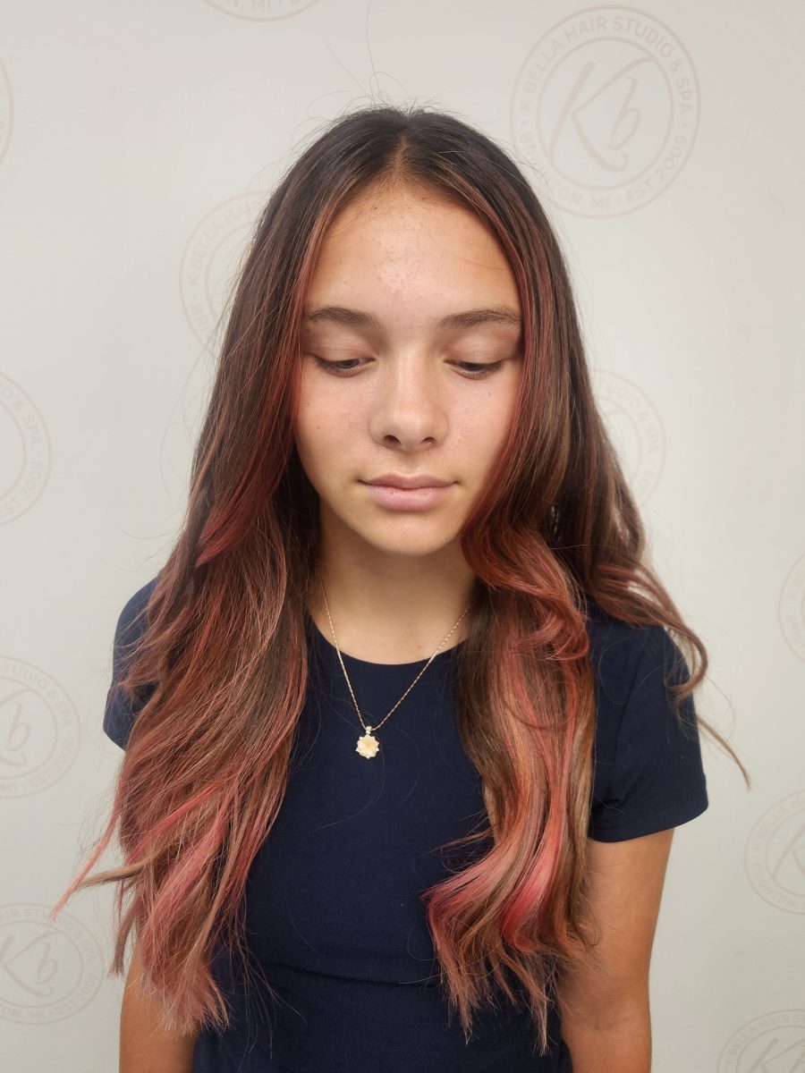 Sun-kissed balayage highlights with a fresh cut by Siobhan Rozinski at K Bella Hair Studio in Brighton, MI