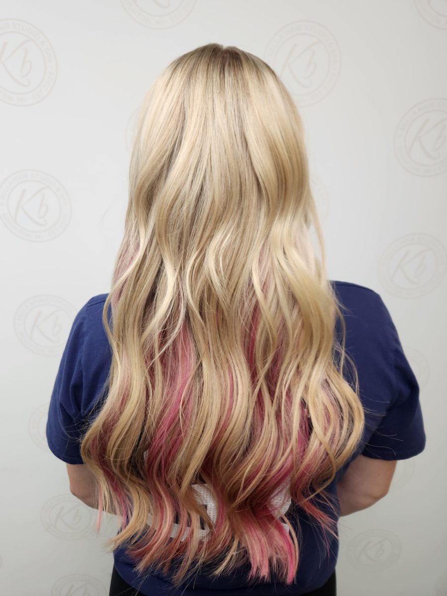 Dimensional highlights and lowlights by Siobhan Rozinski at K Bella Hair Studio in Brighton, MI