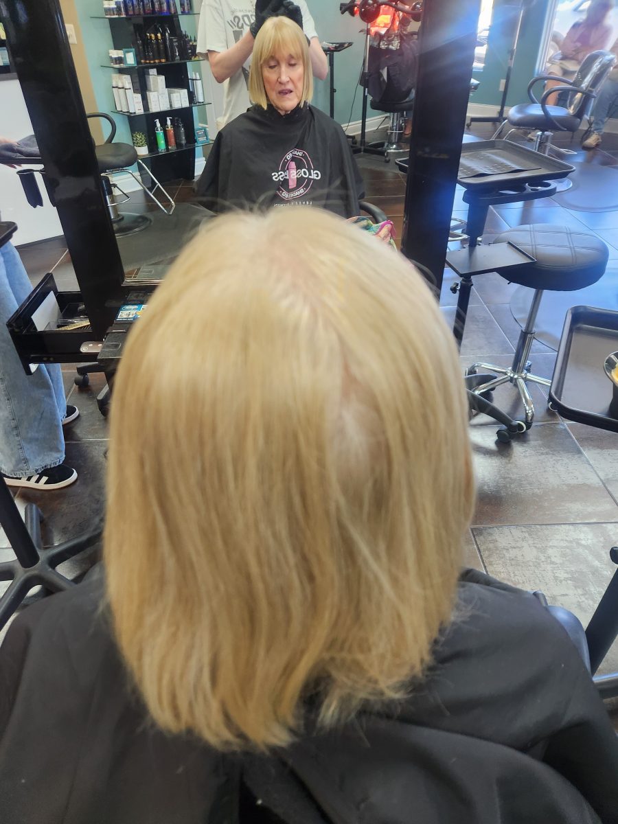 Richening-Up Faded Blonde before treatment by Siobhan Rozinski at K Bella Hair Studio in Brighton, MI