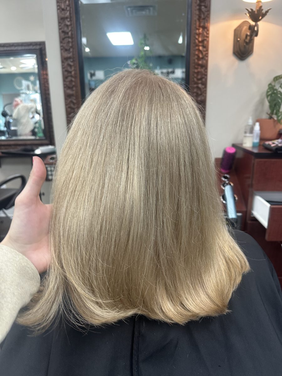 Dimensional highlights and lowlights with rich custom color by Kameryn Bell at K Bella Hair Studio & Spa in Brighton, MI - after transformation