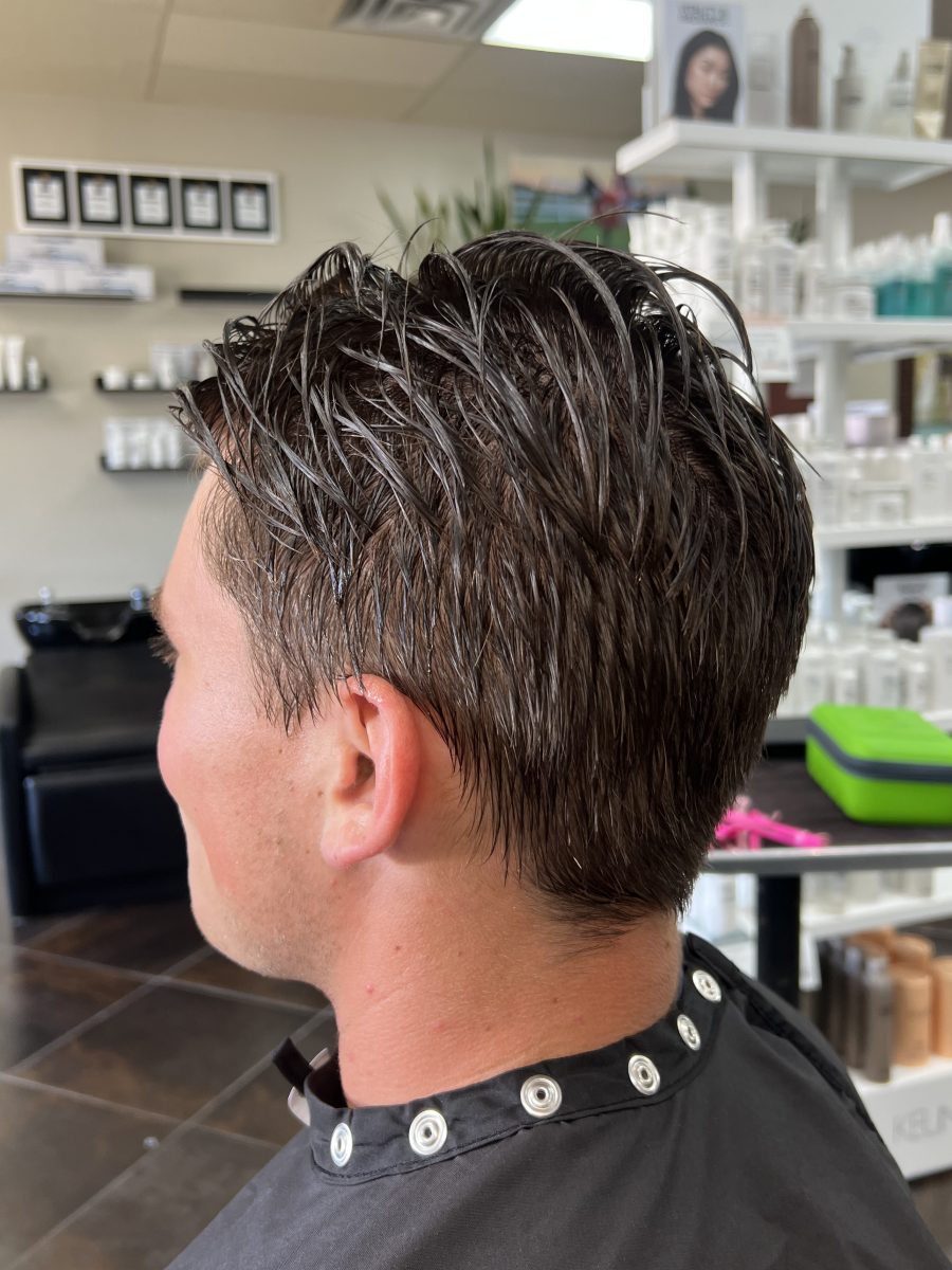 Men&rsquo;s Haircut before treatment by Raelynn Haan at K Bella Hair Studio & Spa in Brighton, MI