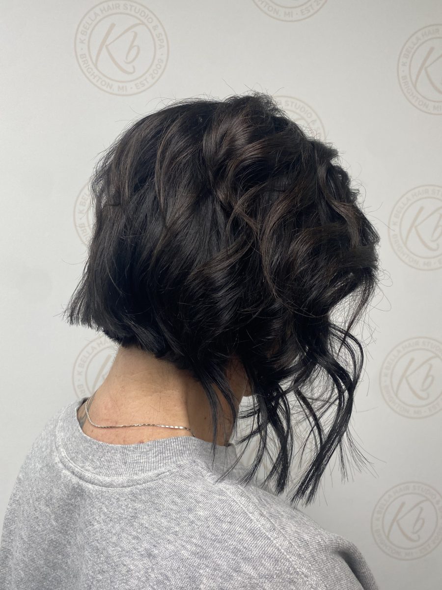 Seamless hair extensions adding length and volume with a fresh cut by Abbey French at K Bella Hair Studio in Brighton, MI - after transformation