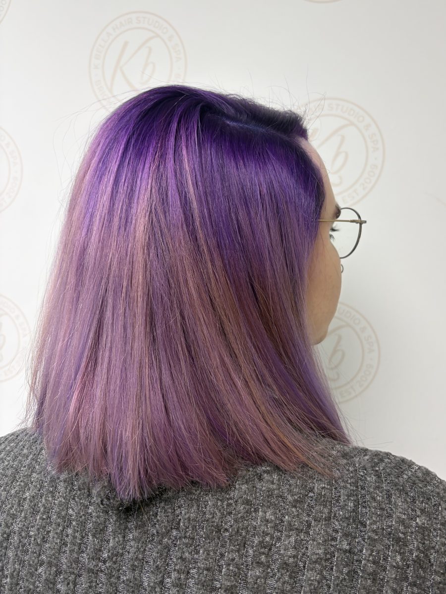 Vivid fashion hair color by Abbey French at K Bella Hair Studio in Brighton, MI - after transformation