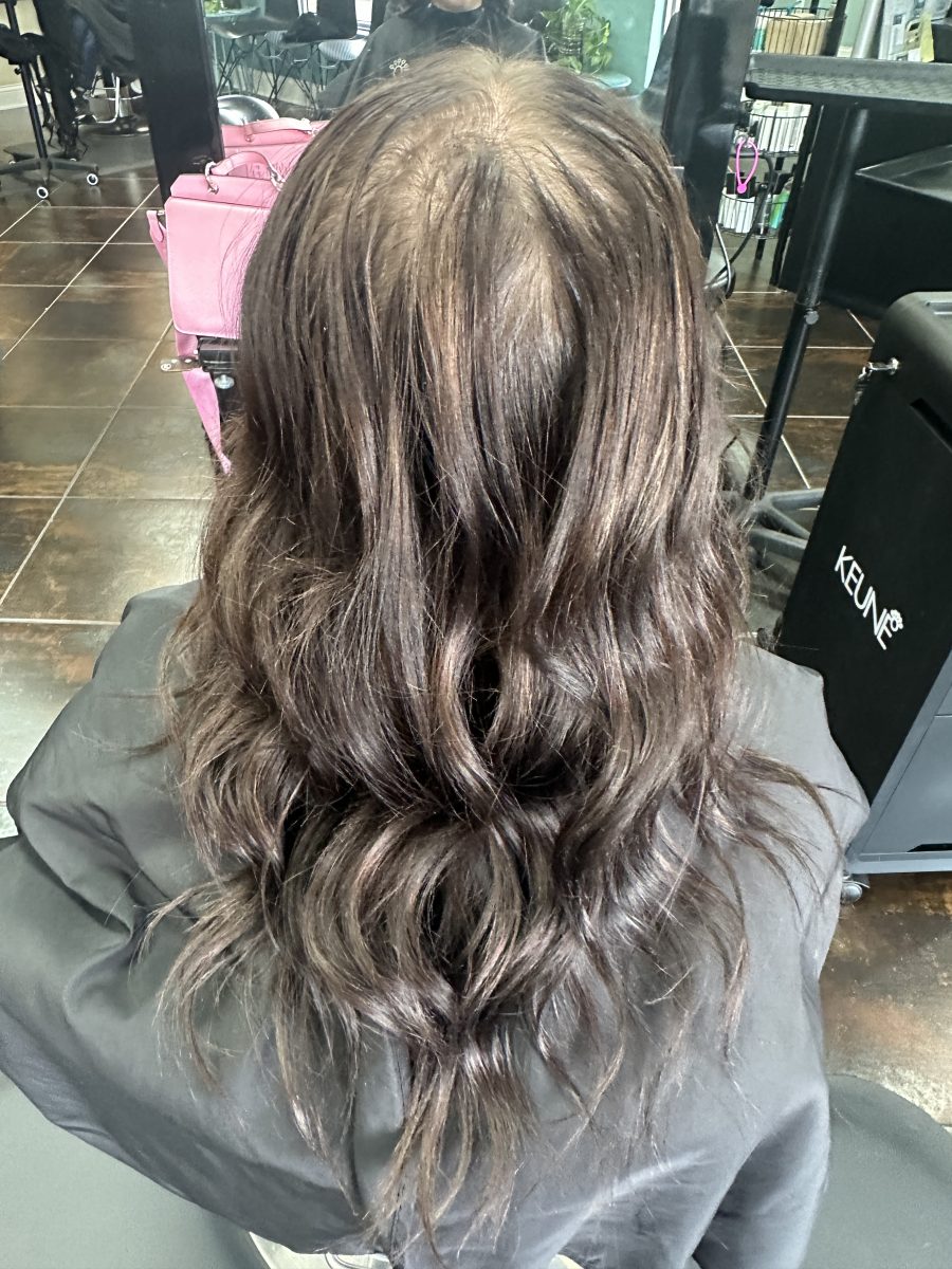 Keratin Tip Extension Install before treatment by Liberty Greenwood at K Bella Hair Studio & Spa in Brighton, MI