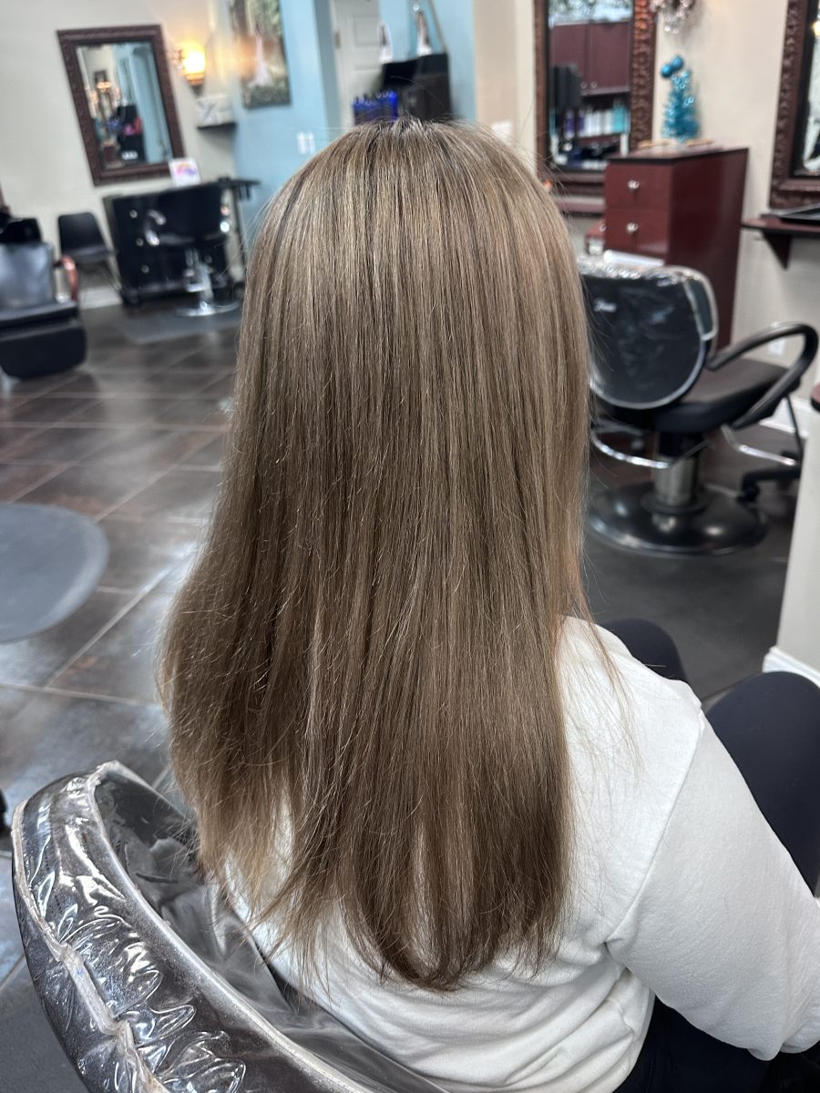 Custom Blonde to brunette by Kameryn Bell at K Bella Hair Studio in Brighton, MI - after transformation