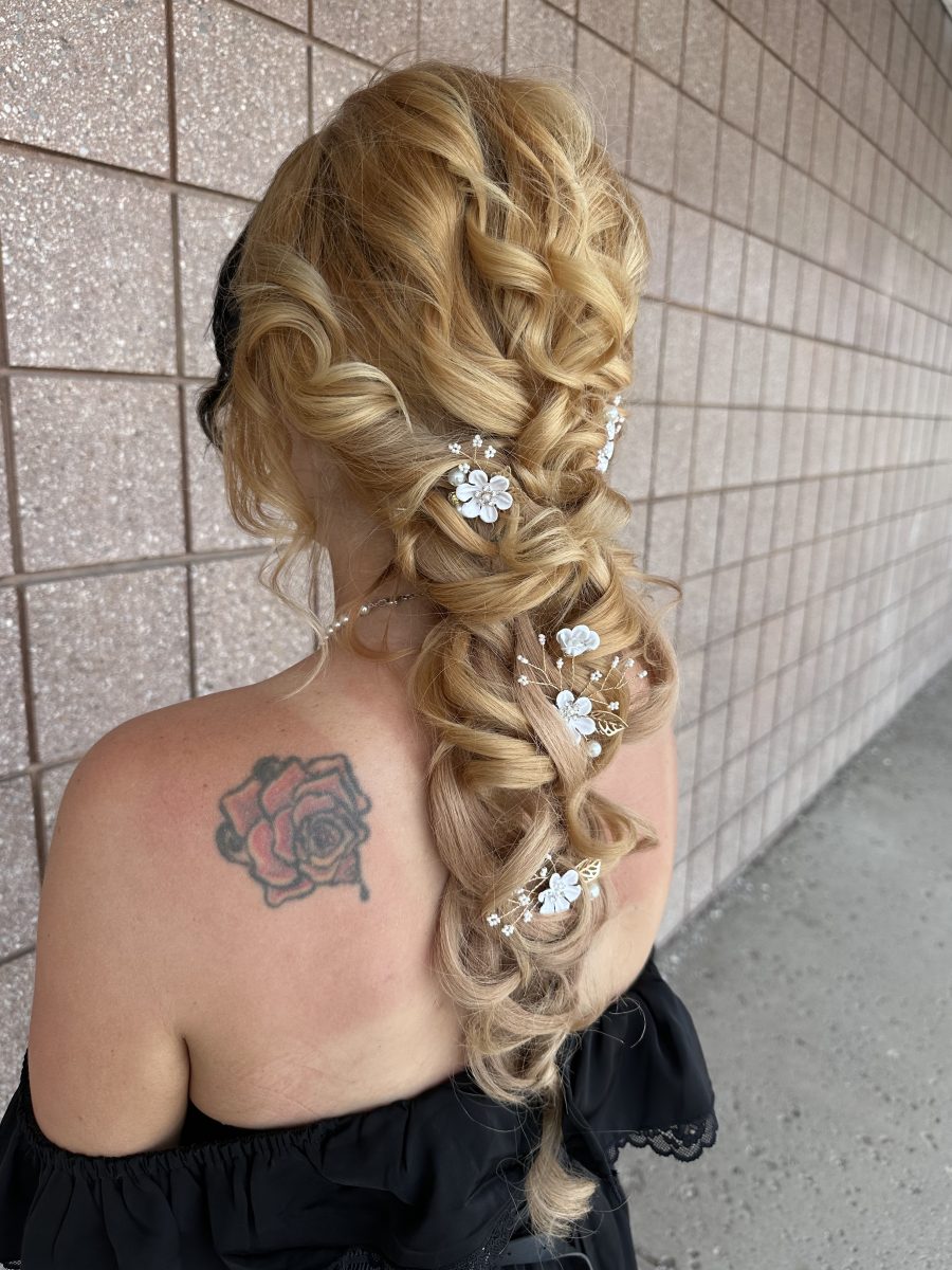 Updo styled bridal by Raquel Vettese at K Bella Hair Studio & Spa in Brighton, MI
