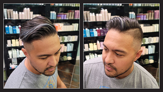 Fade Clipper Cut With Pompadour & Grey Highlighted Streak - By Kristan Sayers | K Bella - Brighton, MI