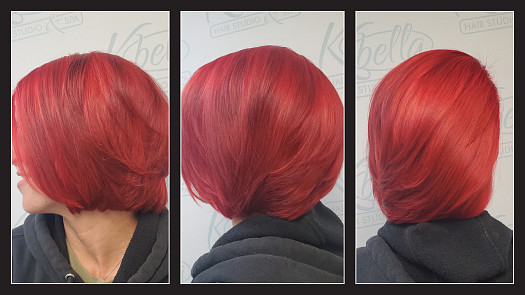 Allover Vibrant Red With Asymmetrical Haircut - By Siobhan Rozinski | K Bella - Brighton, MI