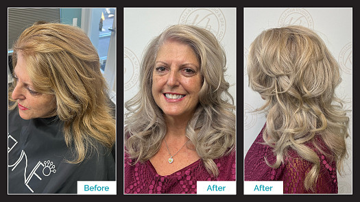 Color Correction: Foil & Toner To Transition To Natural Grey Tones + Layered Cut - By Jean Kania | K Bella - Brighton, MI