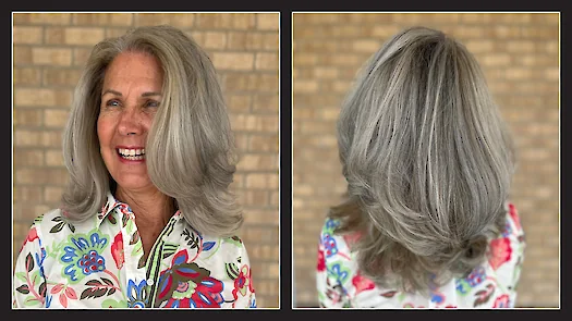 Full Color Correction From Dark Brown To Natural Grey With A Strong Layer