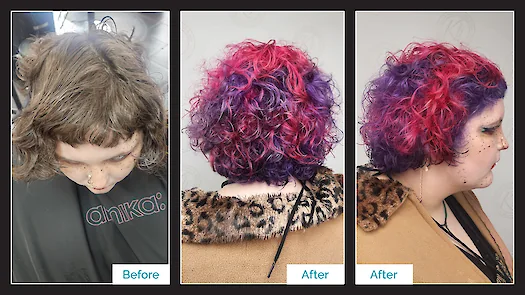 Purple Pink Infusion Curly Cut